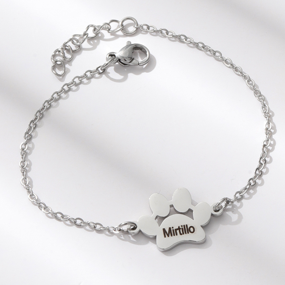 Bracelet avec Médaille Pattes de Chat - Personnalisable