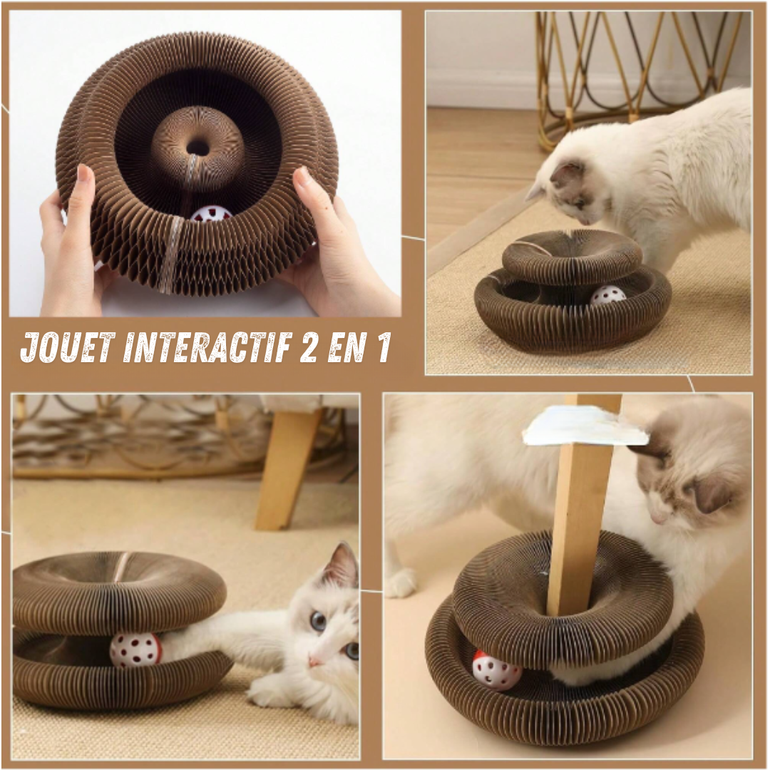 Griffoir intéractif pour chat avec clochette 2-en-1